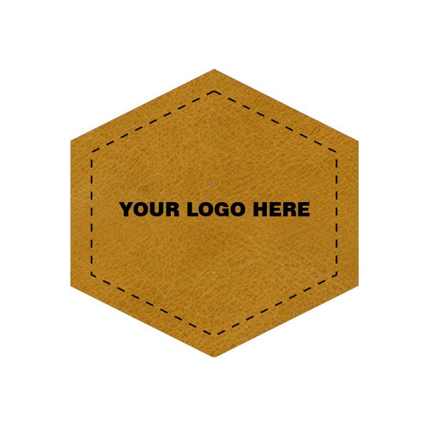 2.5 x 2.5 Leather Hexagon Patch - Laser Engraved Thumbnail