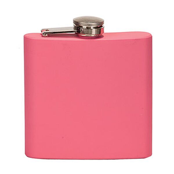 6 oz. Gloss Pink Laserable Stainless Steel Flask Thumbnail
