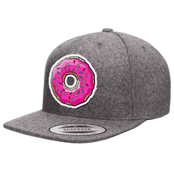 Flexfit Yupoong Melton Wool Snapback Cap & Full Color Patch Bundle - Your Logo Thumbnail